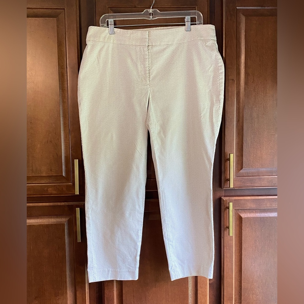 LOFT Julie Polka Dot Women's Cream And Black Ankle Pants